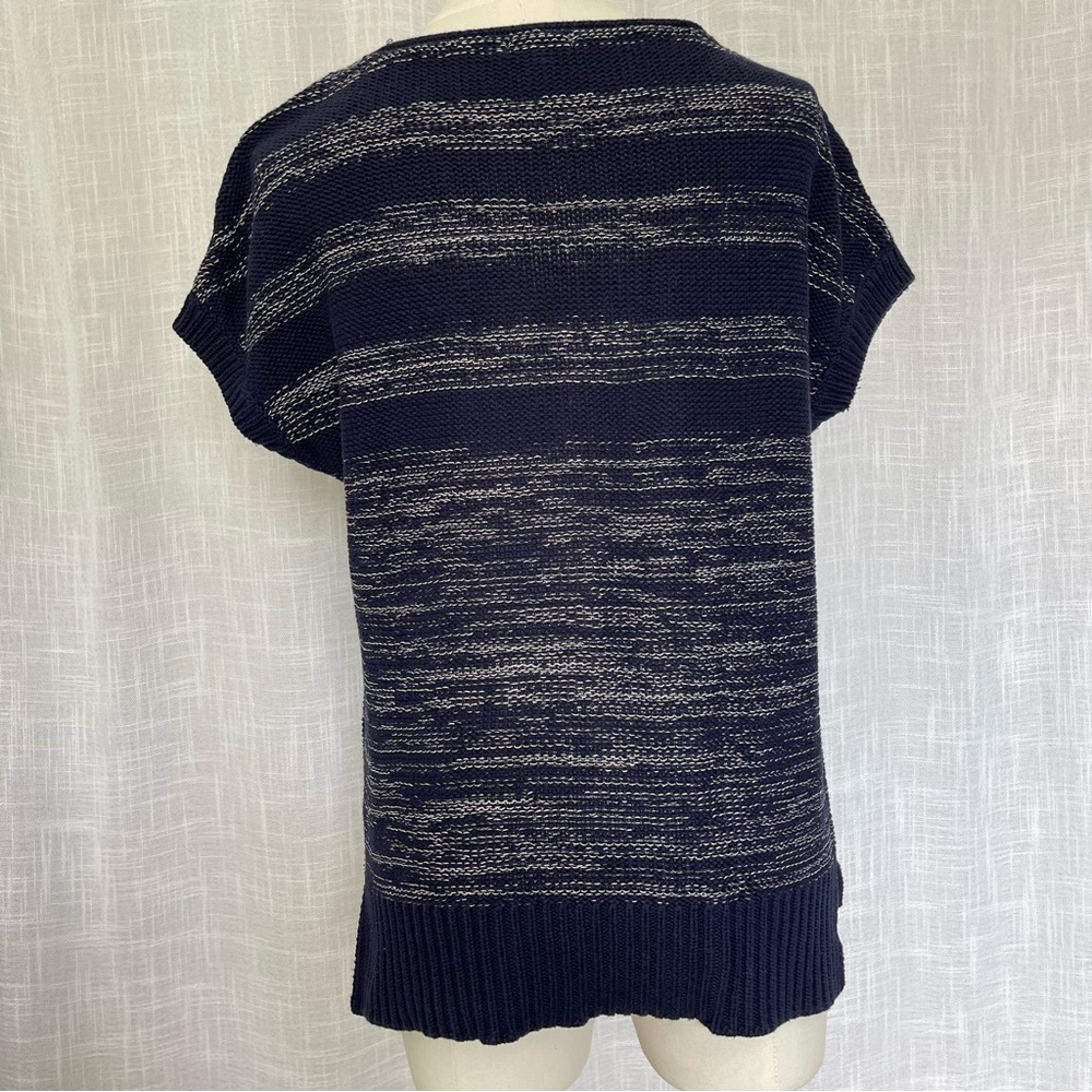 Gap Short Sleeved Sweater XS Navy Blue & Silver Casual Nautical Beach Coastal - Picture 9 of 13
